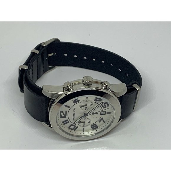 Michael Kors MK8290 Men\'s Black Leather Analog Sil main image 4